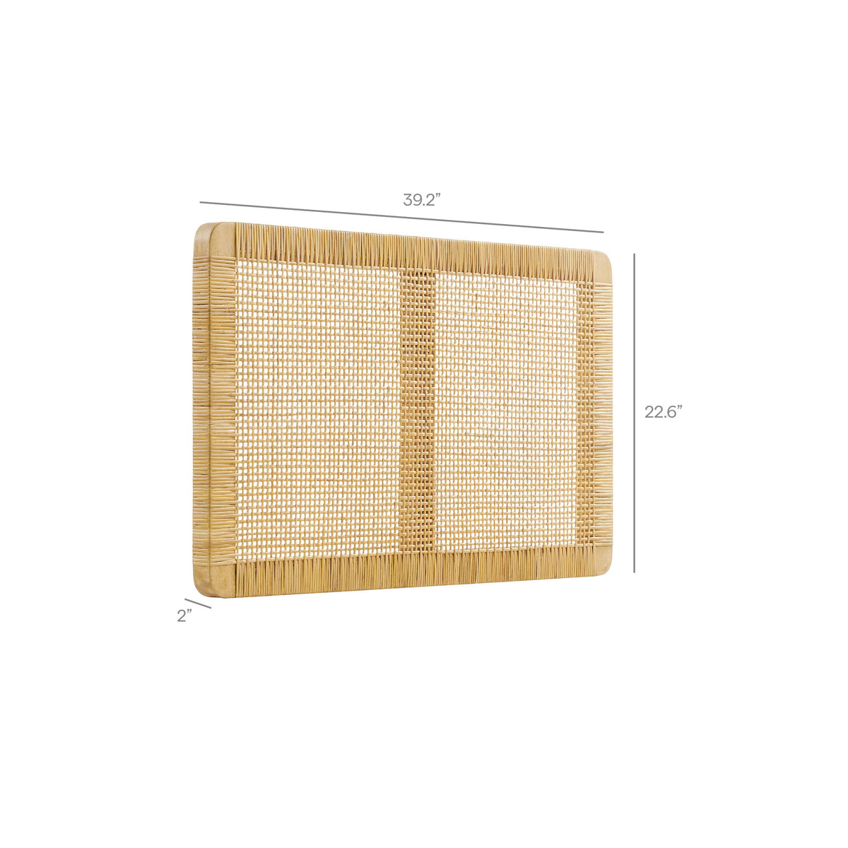 Toile Wall Mounted Wood and Rattan Twin Size Headboard in Natural Rattan