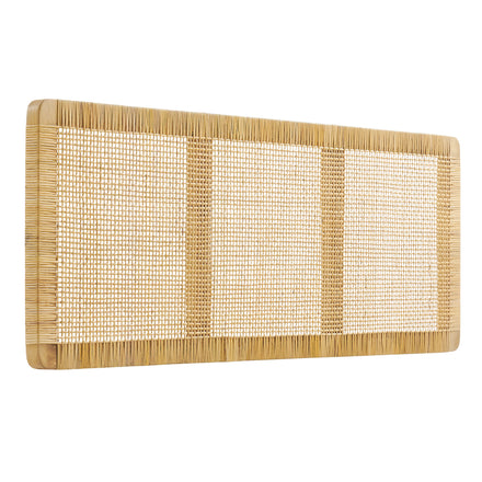 Sandy Wall Mounted Wood and Rattan Full Size Headboard in Natural Rattan