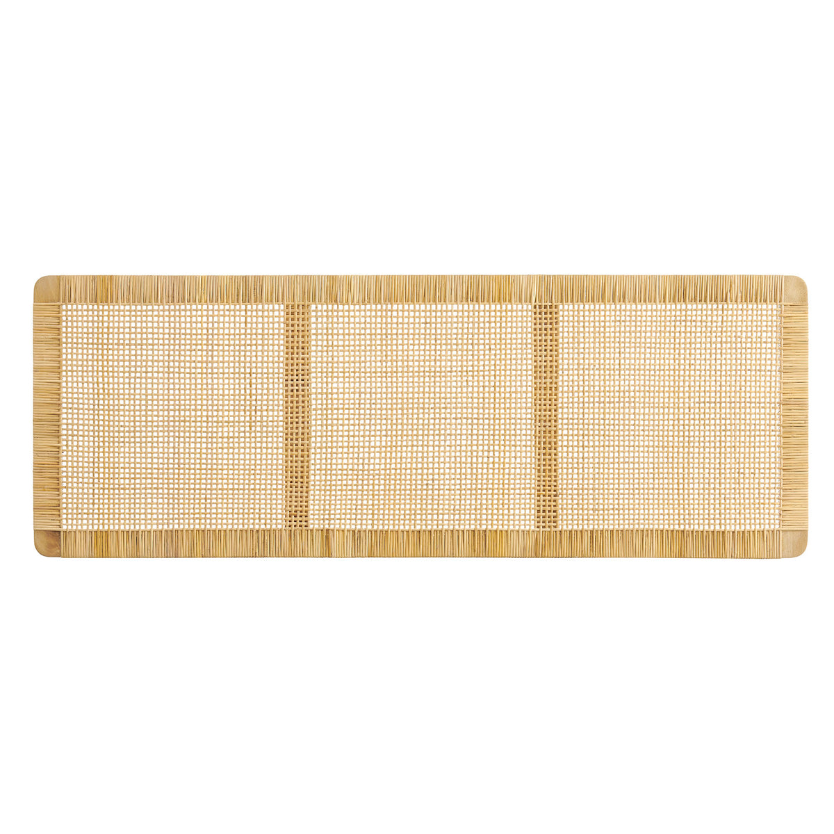 Toile Wall Mounted Wood and Rattan Full Size Headboard in Natural Rattan