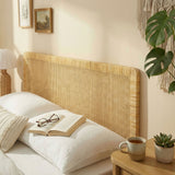 Toile Wall Mounted Wood and Rattan Full Size Headboard in Natural Rattan