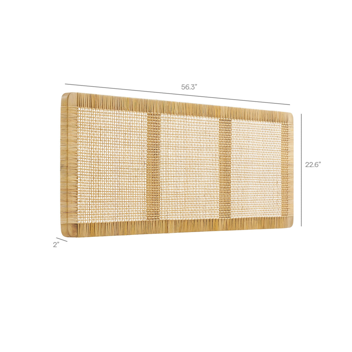 Toile Wall Mounted Wood and Rattan Full Size Headboard in Natural Rattan
