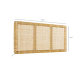 Toile Wall Mounted Wood and Rattan Queen Size Headboard in Natural Rattan
