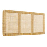 Toile Wall Mounted Wood and Rattan King Size Headboard in Natural Rattan