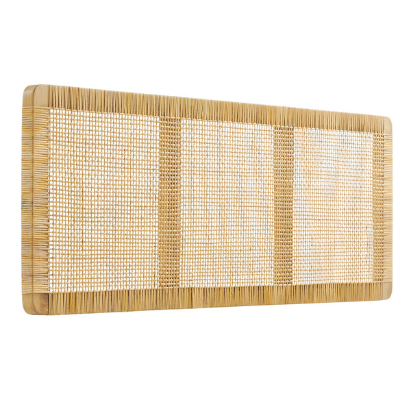 Toile Wall Mounted Wood and Rattan King Size Headboard in Natural Rattan