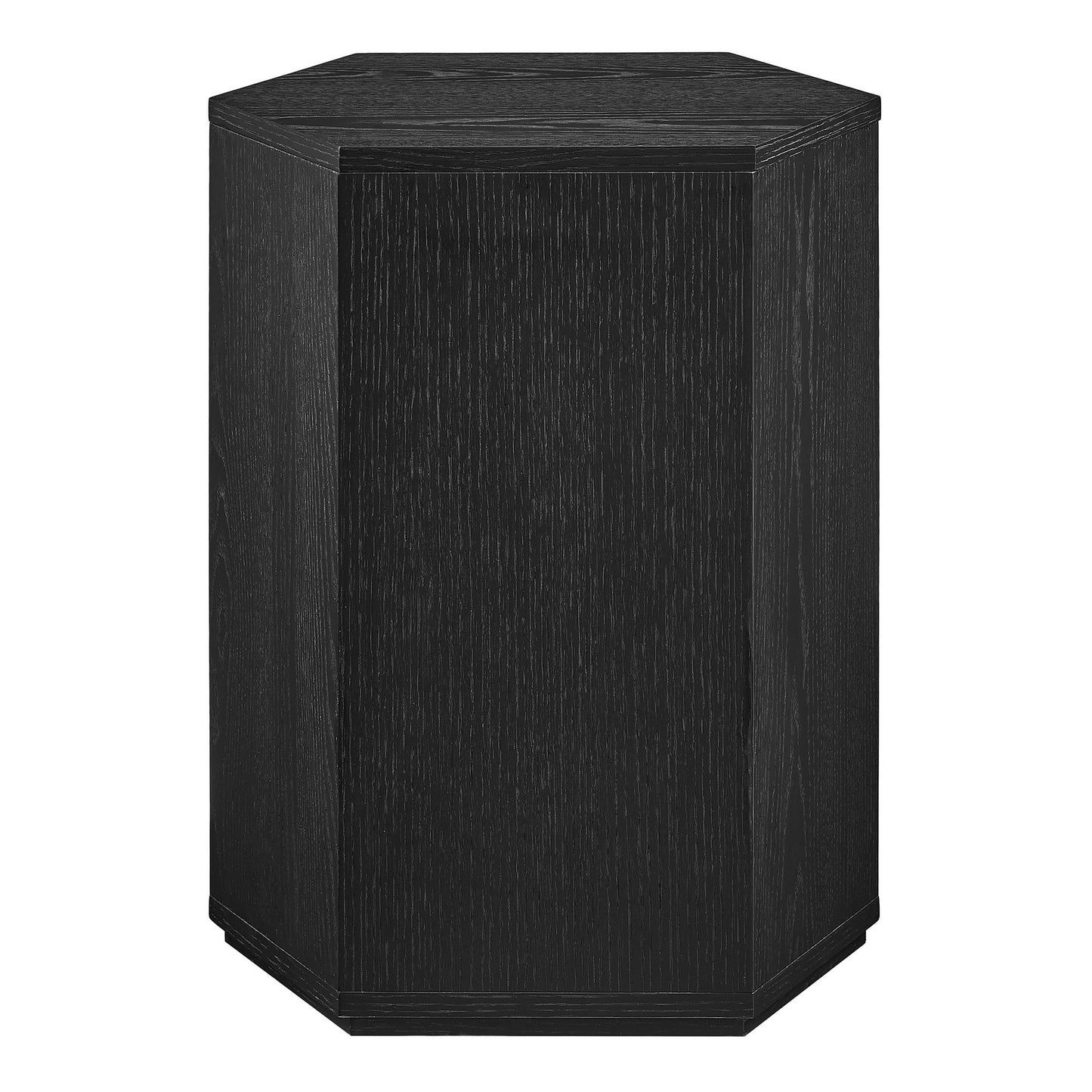 Adair Faceted Wood Side Table in Black