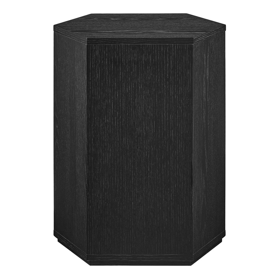 Adair Faceted Wood Side Table in Black