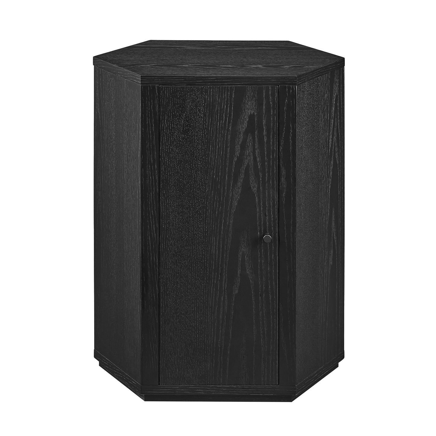 Adair Faceted Wood Side Table in Black