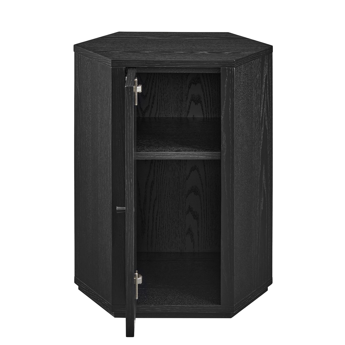 Adair Faceted Wood Side Table in Black