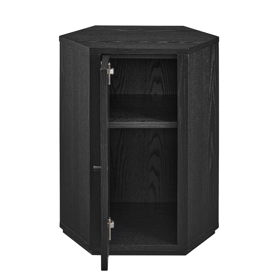 Adair Faceted Wood Side Table in Black