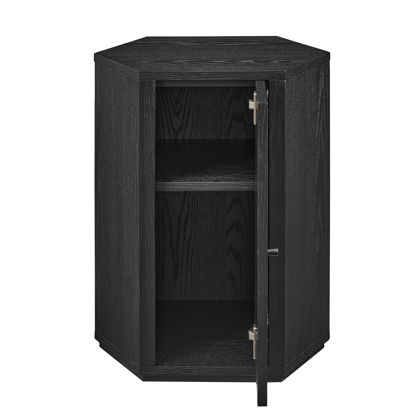 Adair Faceted Wood Side Table in Black