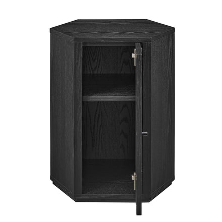 Kade Faceted Wood Side Table in Black