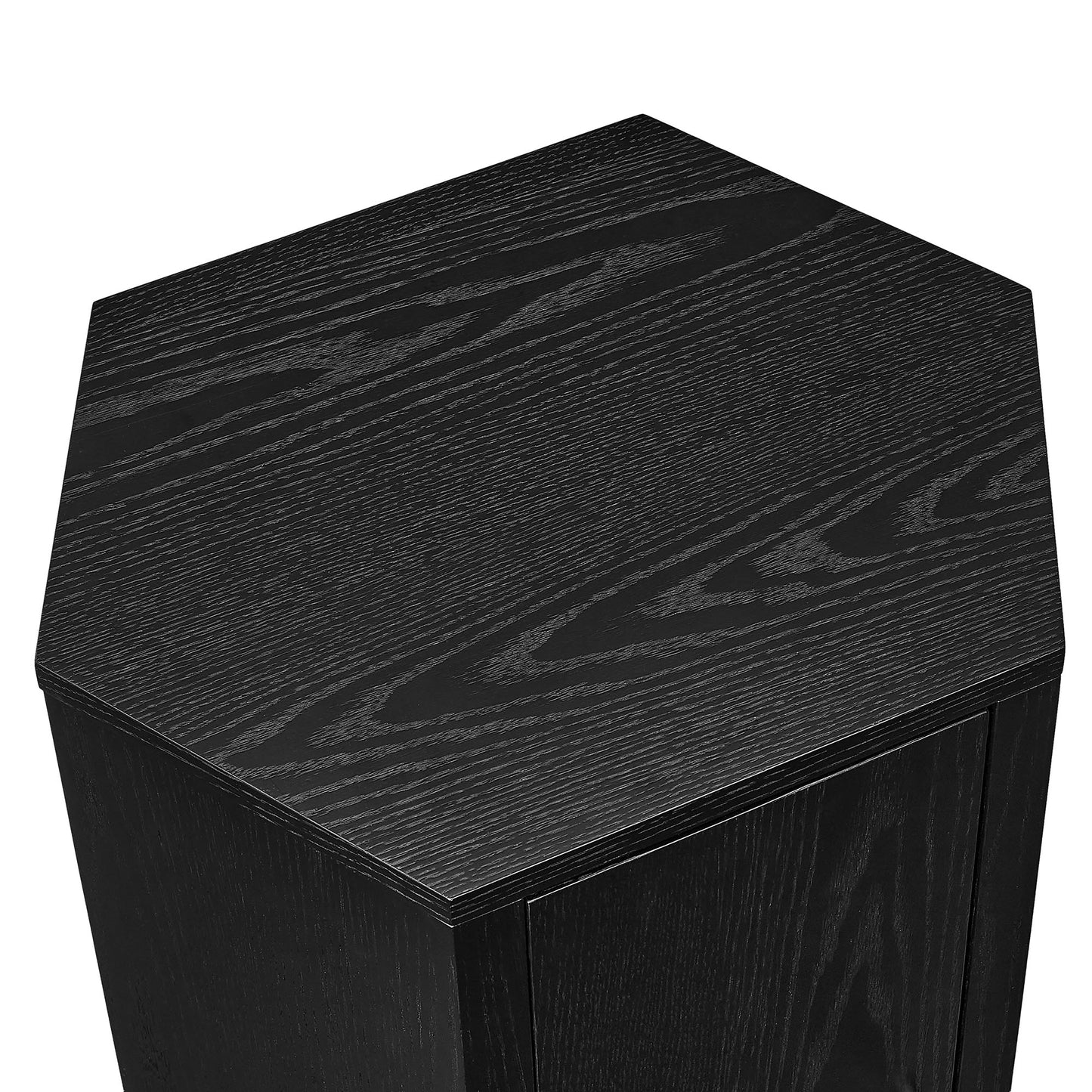 Adair Faceted Wood Side Table in Black