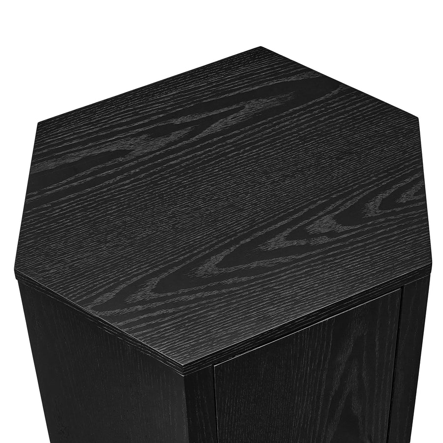 Adair Faceted Wood Side Table in Black