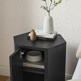 Adair Faceted Wood Side Table in Black