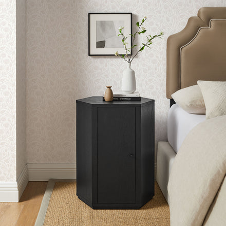 Kade Faceted Wood Side Table in Black