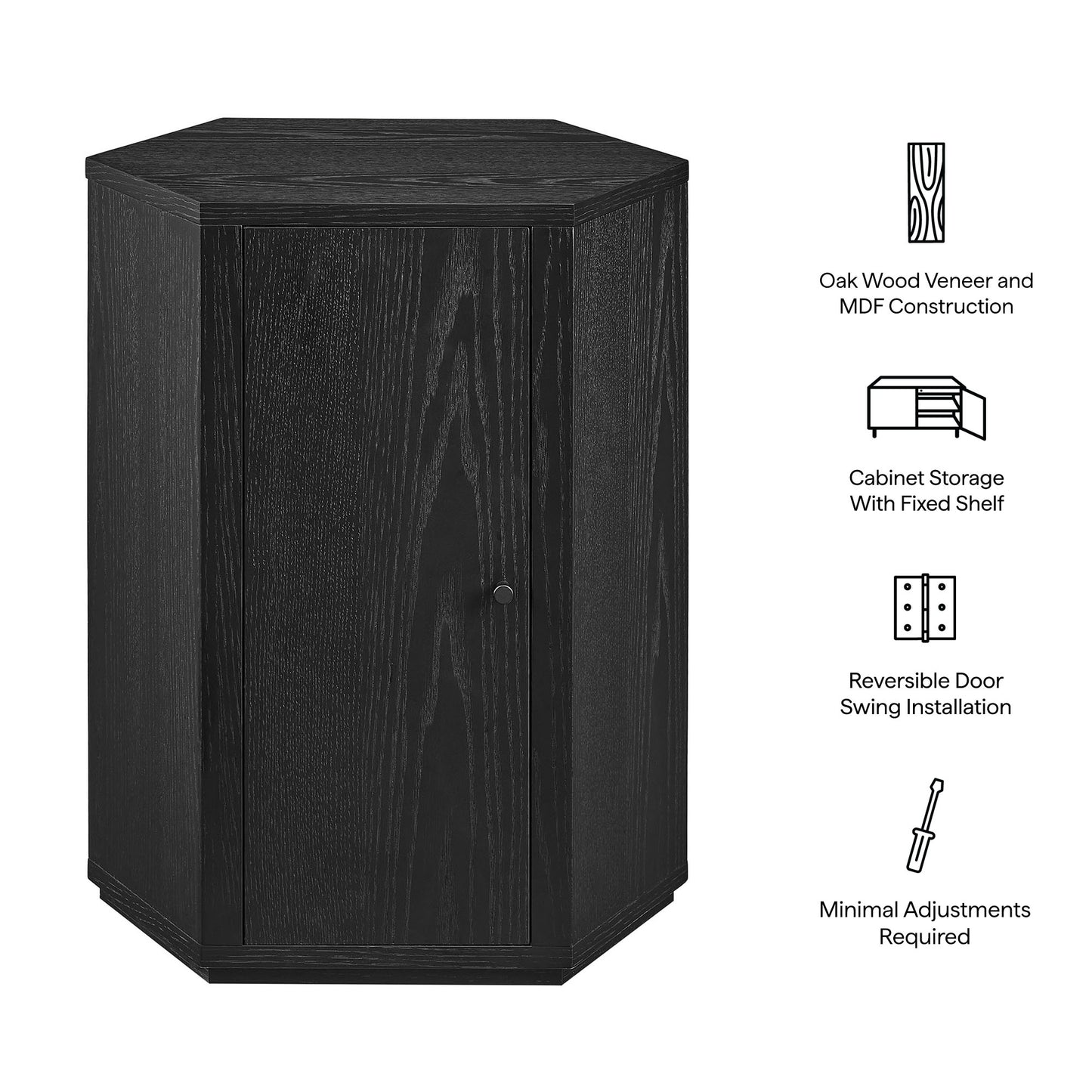 Adair Faceted Wood Side Table in Black
