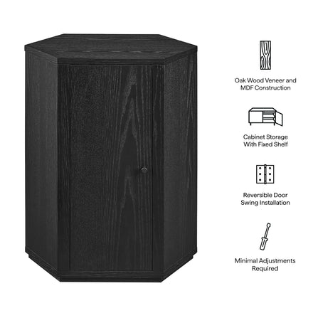 Kade Faceted Wood Side Table in Black