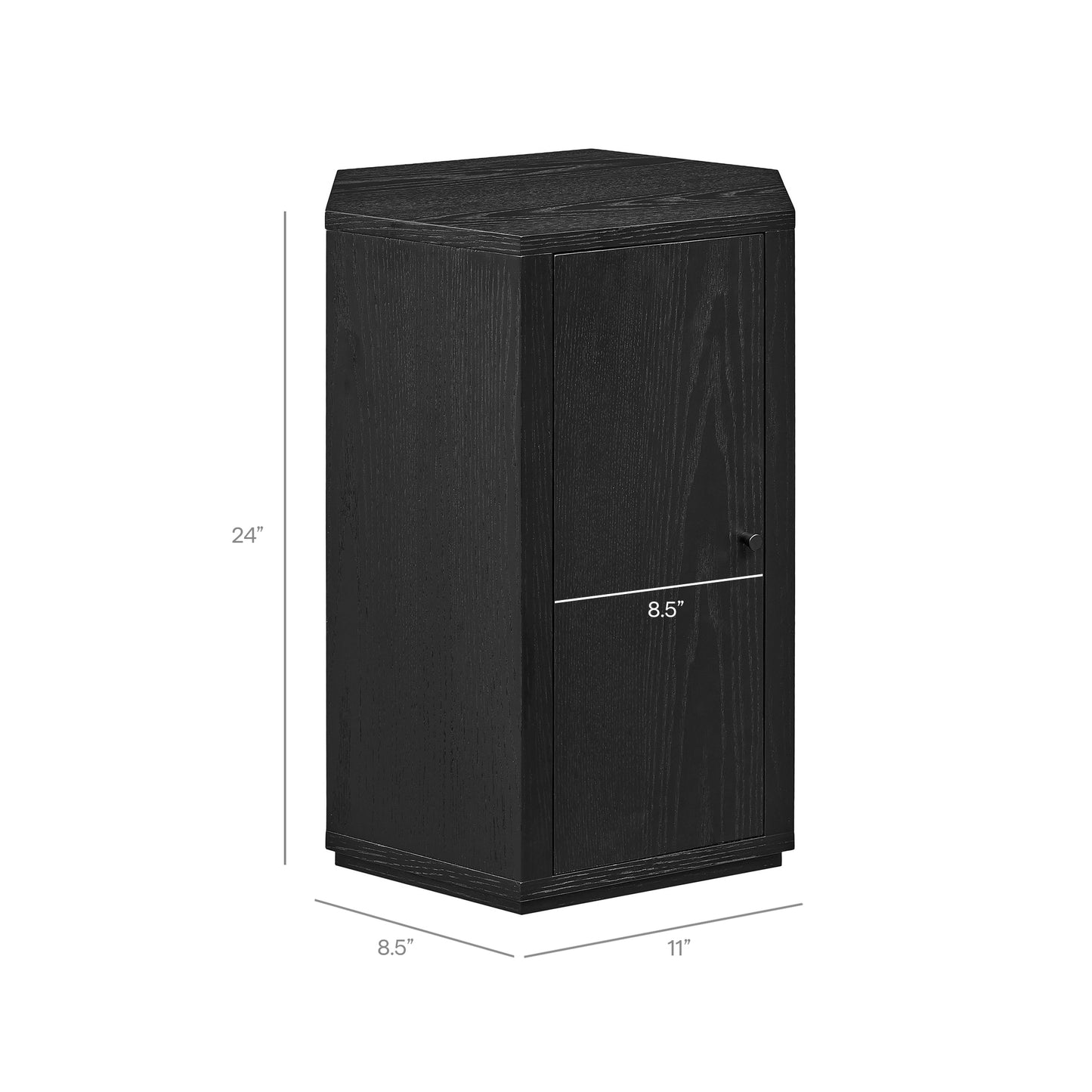 Adair Faceted Wood Side Table in Black