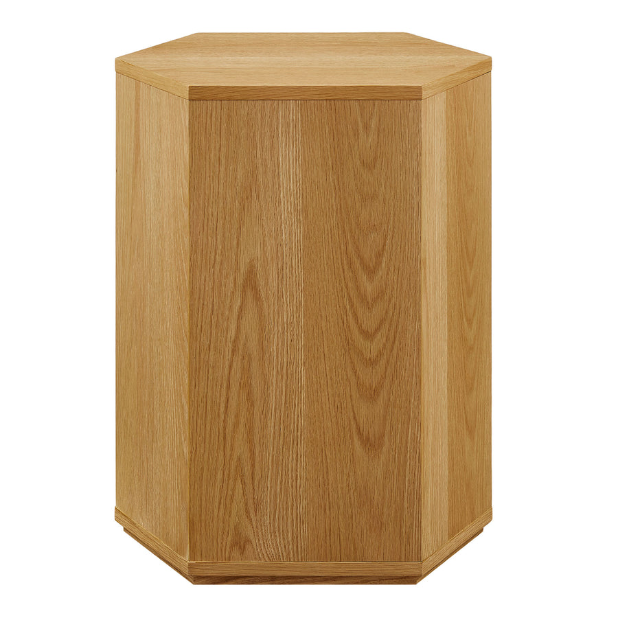 Adair Faceted Wood Side Table in Natural