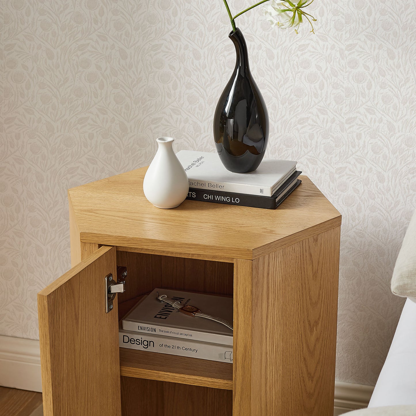 Adair Faceted Wood Side Table in Natural
