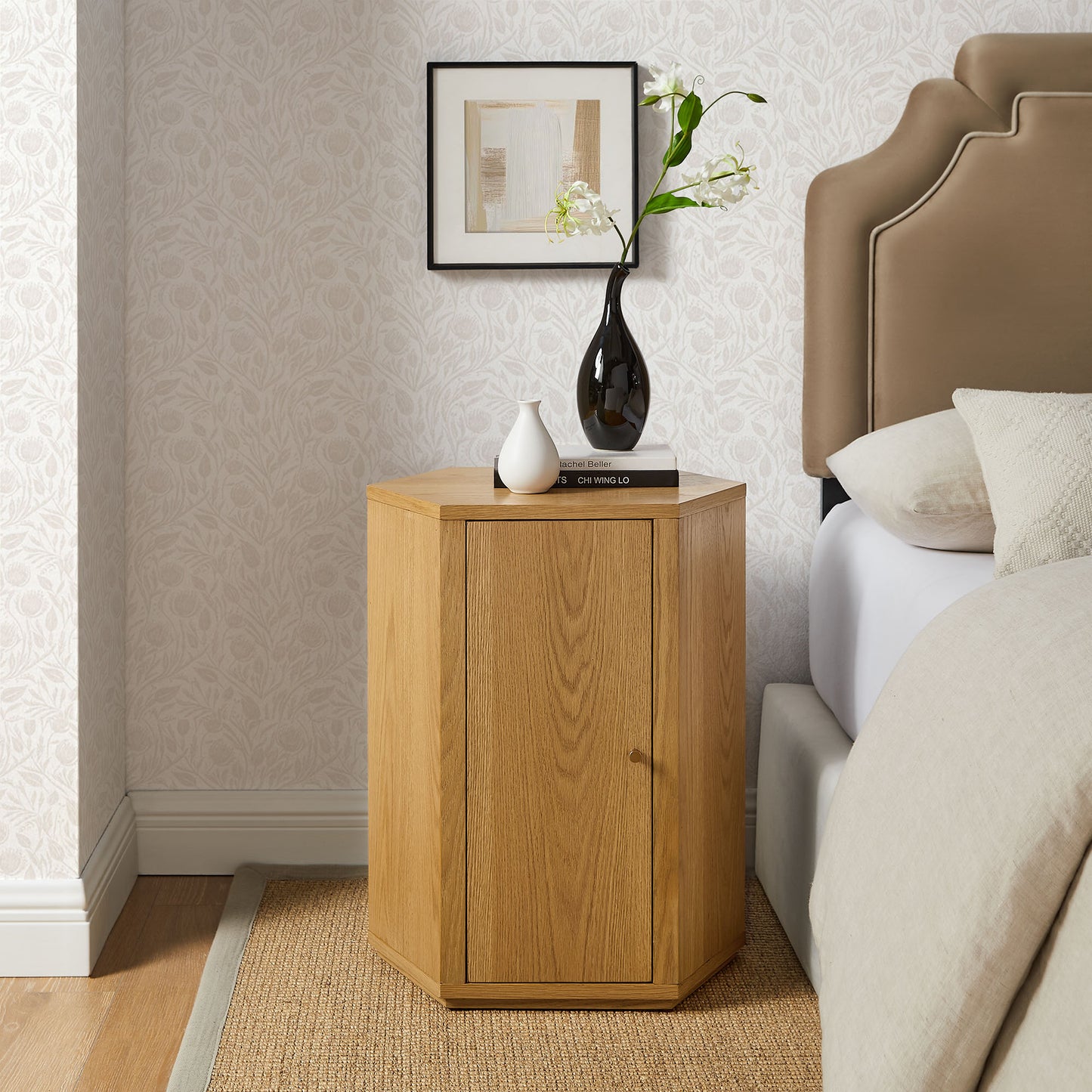 Adair Faceted Wood Side Table in Natural
