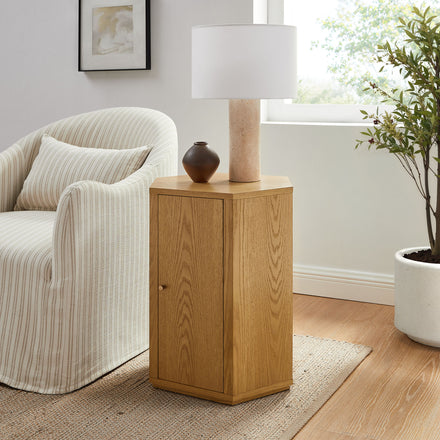 Kade Faceted Wood Side Table in Natural