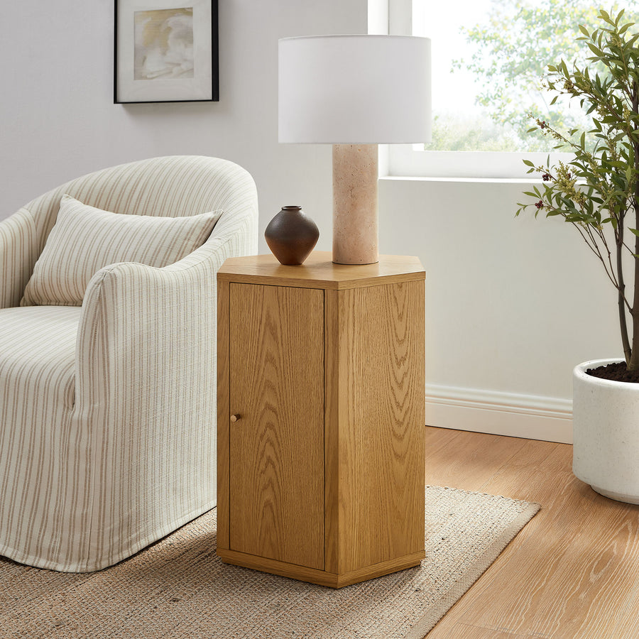 Adair Faceted Wood Side Table in Natural