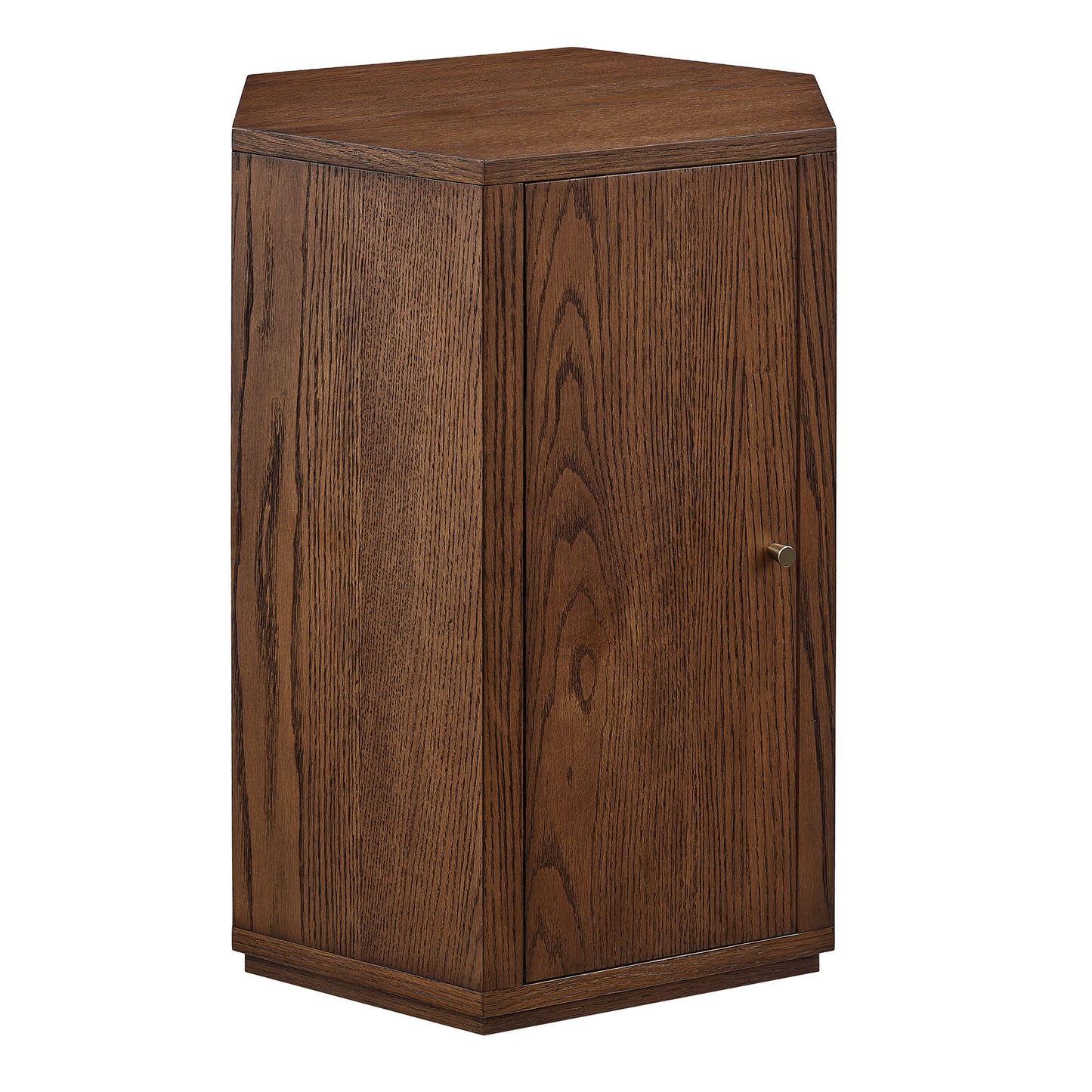 Adair Faceted Wood Side Table in Walnut