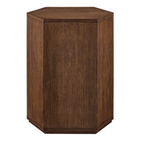 Adair Faceted Wood Side Table in Walnut