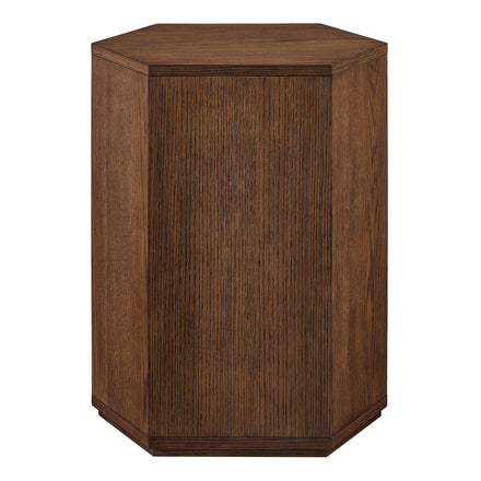 Kade Faceted Wood Side Table in Walnut