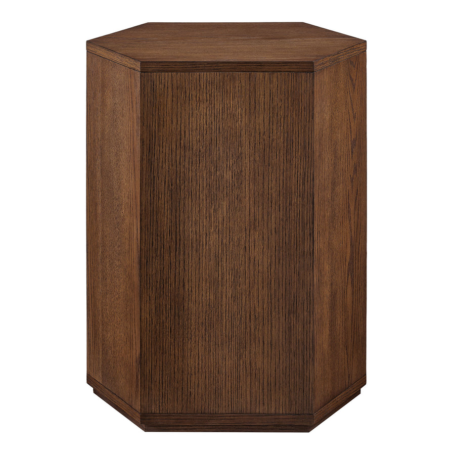 Adair Faceted Wood Side Table in Walnut
