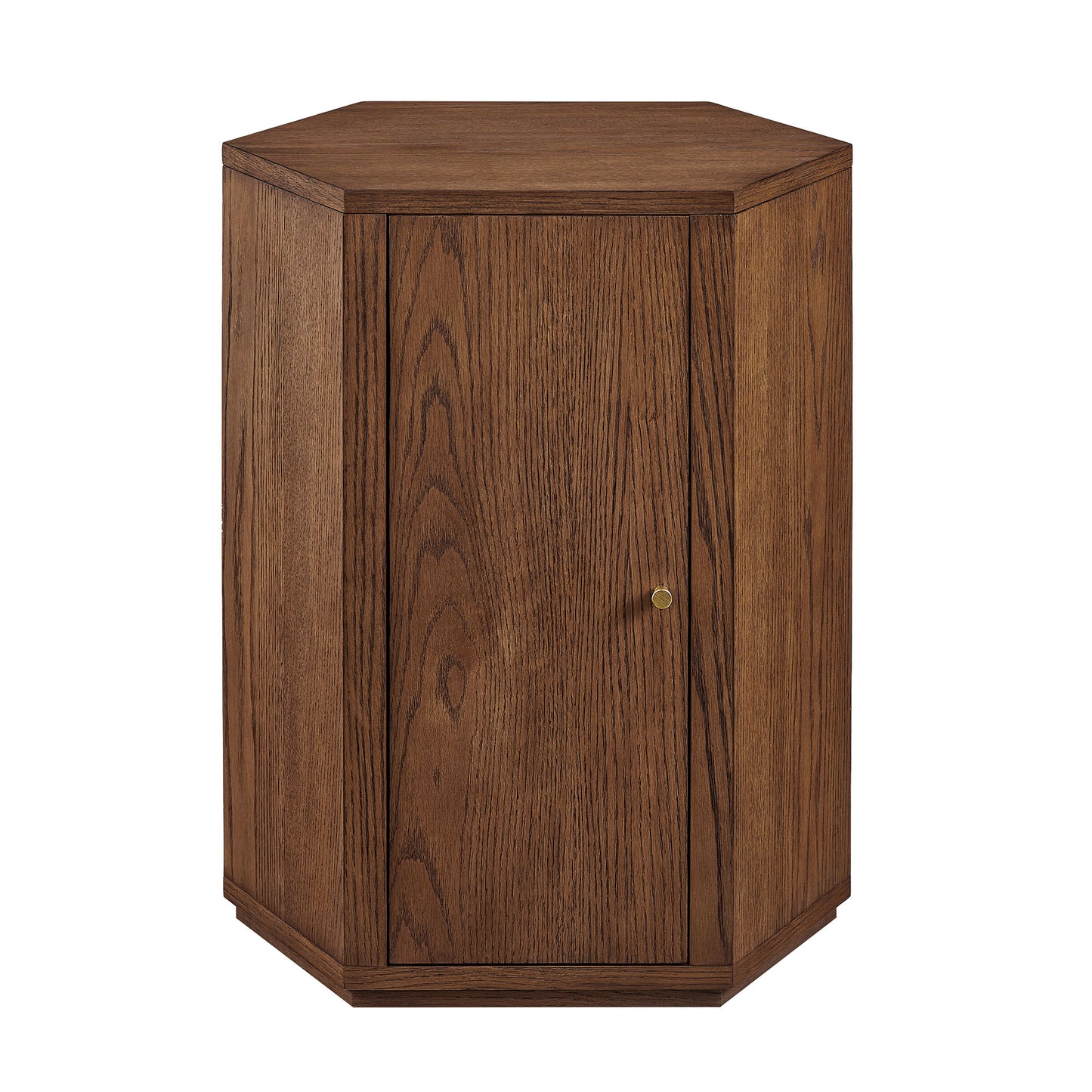 Adair Faceted Wood Side Table in Walnut