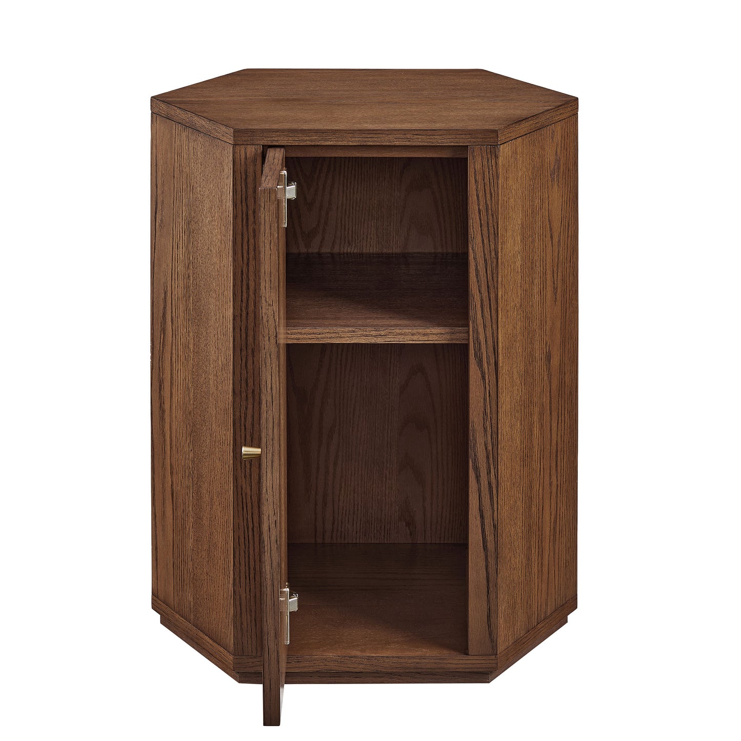Adair Faceted Wood Side Table in Walnut