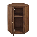Adair Faceted Wood Side Table in Walnut
