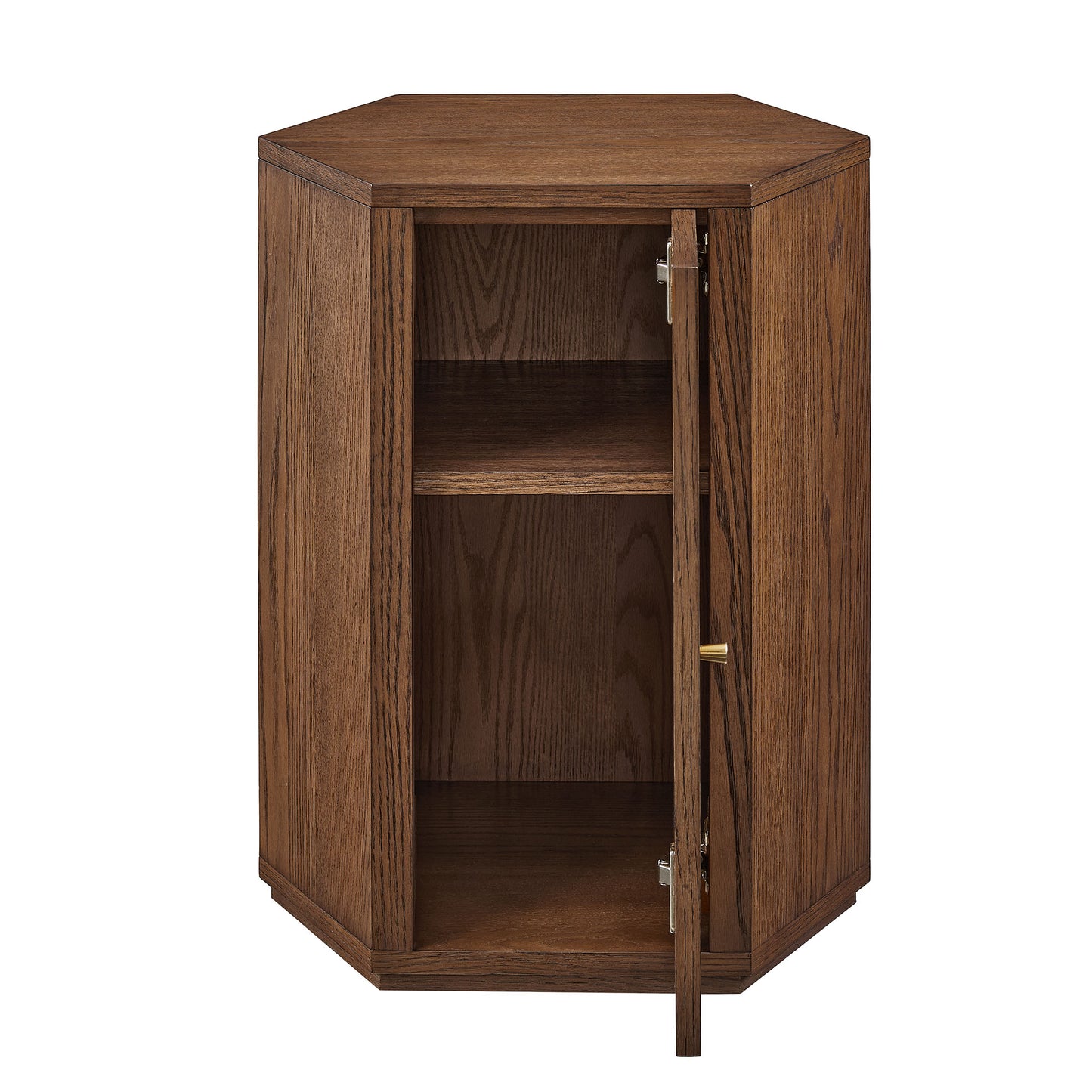 Adair Faceted Wood Side Table in Walnut