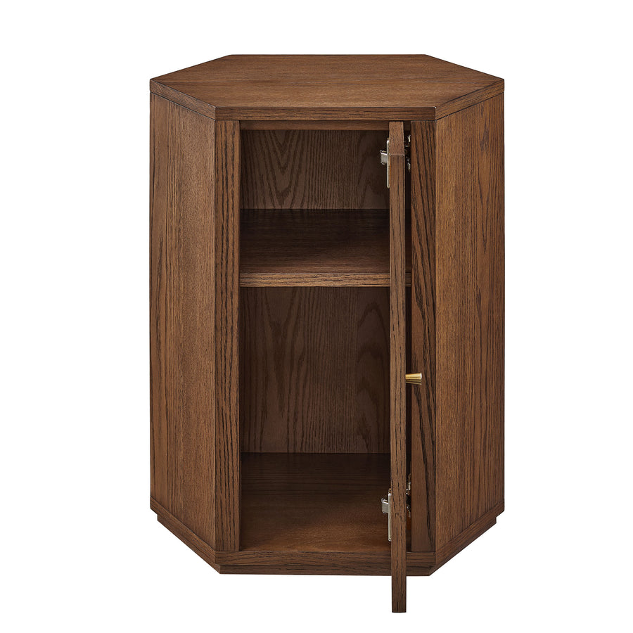 Adair Faceted Wood Side Table in Walnut