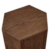 Adair Faceted Wood Side Table in Walnut