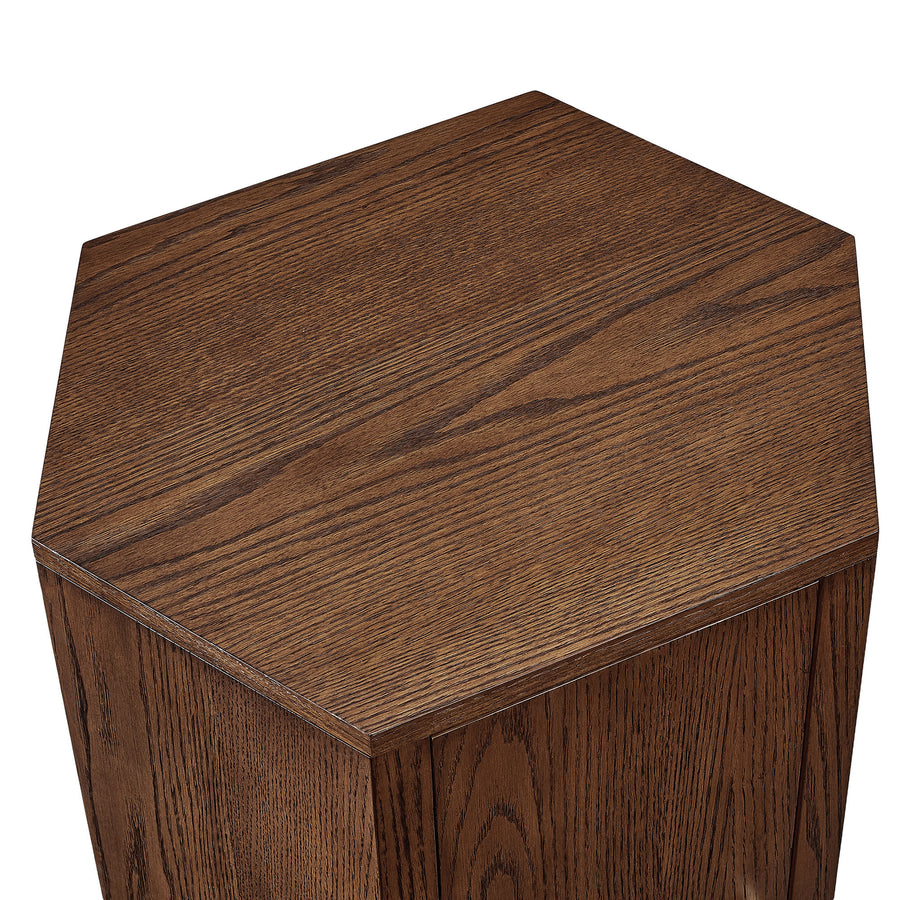 Adair Faceted Wood Side Table in Walnut