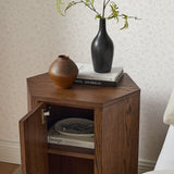 Adair Faceted Wood Side Table in Walnut