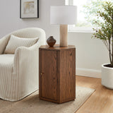 Adair Faceted Wood Side Table in Walnut