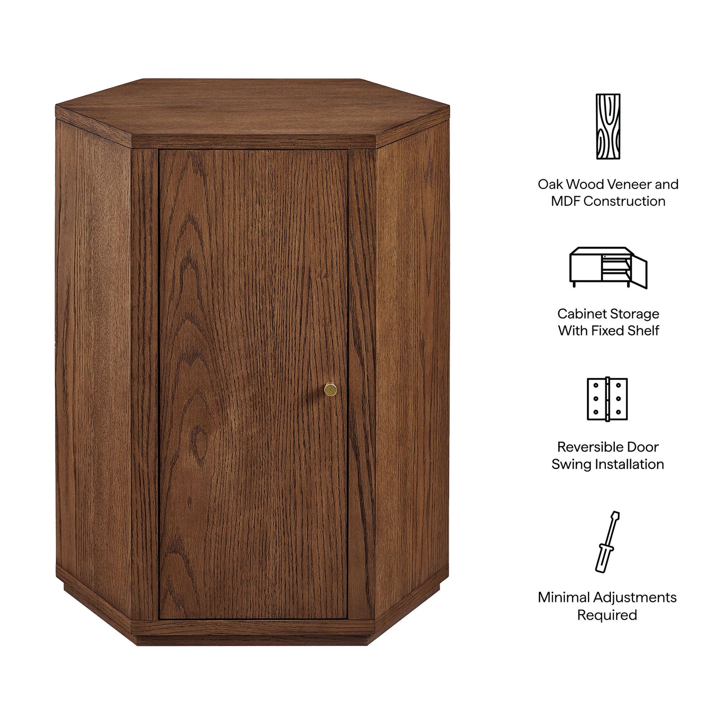 Adair Faceted Wood Side Table in Walnut