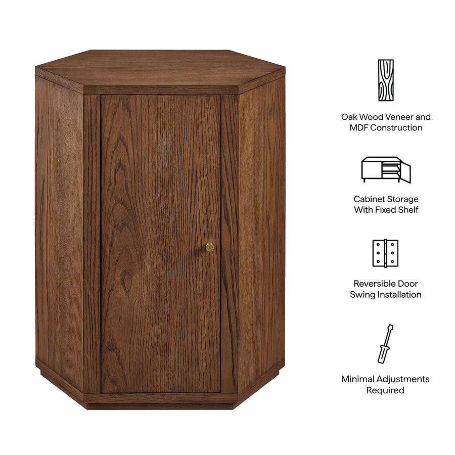 Adair Faceted Wood Side Table in Walnut