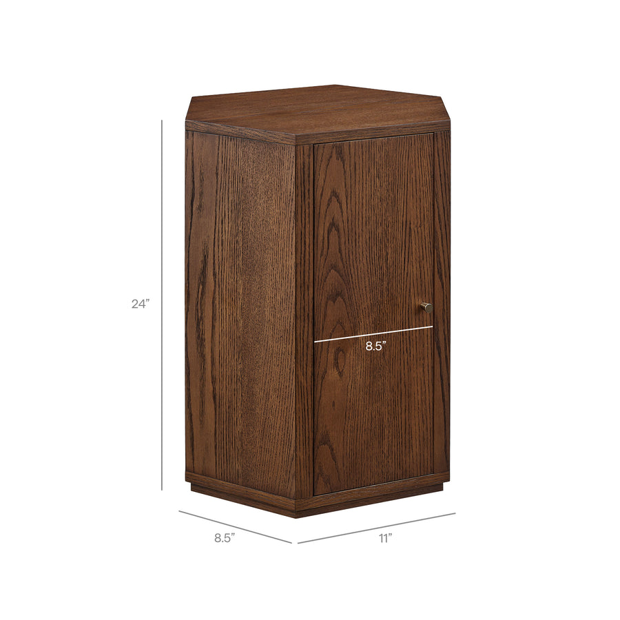 Adair Faceted Wood Side Table in Walnut