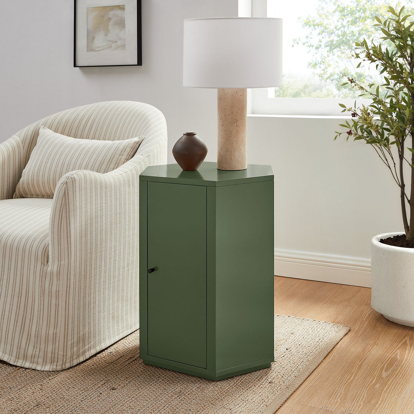 Adair Faceted Semi-Gloss Side Table in Cypress