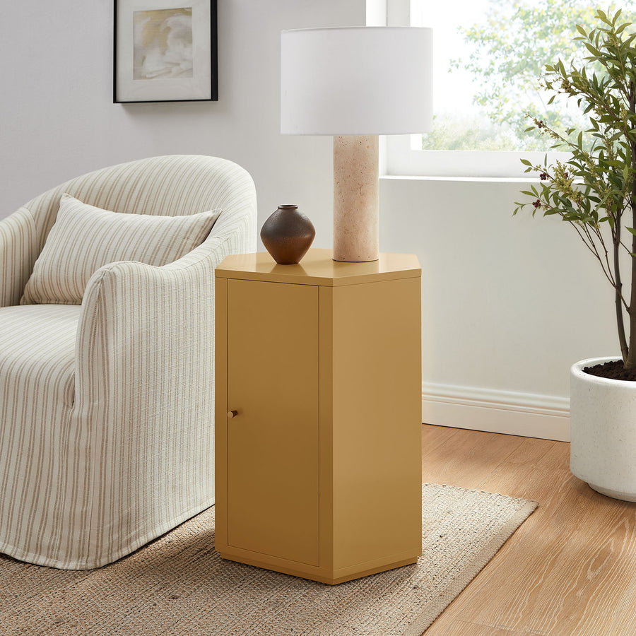 Adair Faceted Semi-Gloss Side Table in Mustard