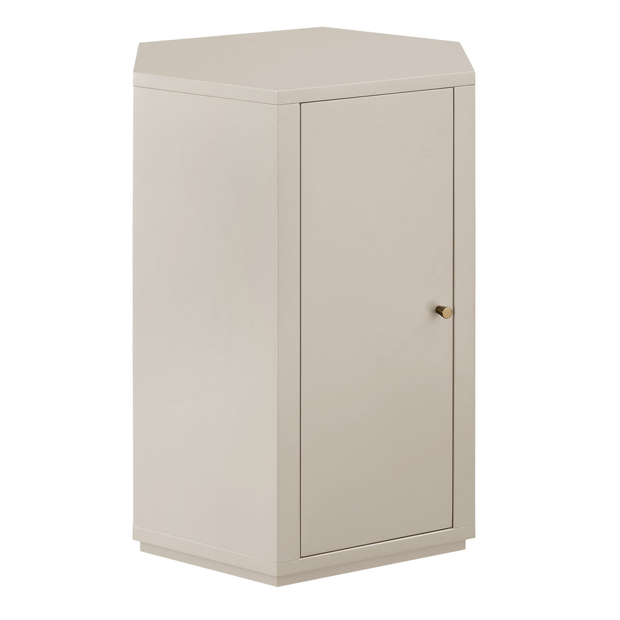 Adair Faceted Semi-Gloss Side Table in Putty