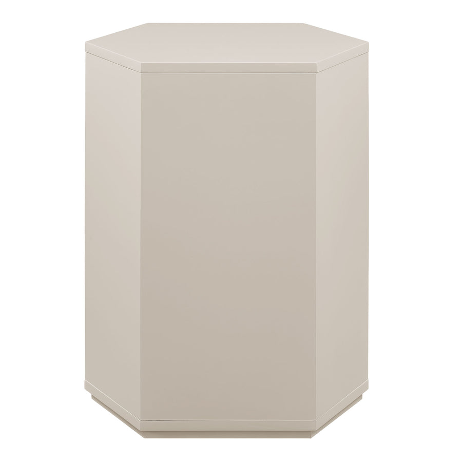 Adair Faceted Semi-Gloss Side Table in Putty