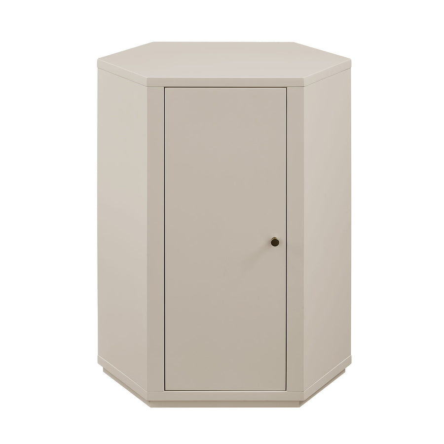 Adair Faceted Semi-Gloss Side Table in Putty