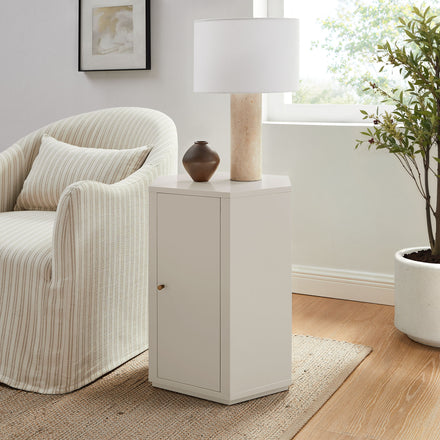 Kade Faceted Semi-Gloss Side Table in Putty