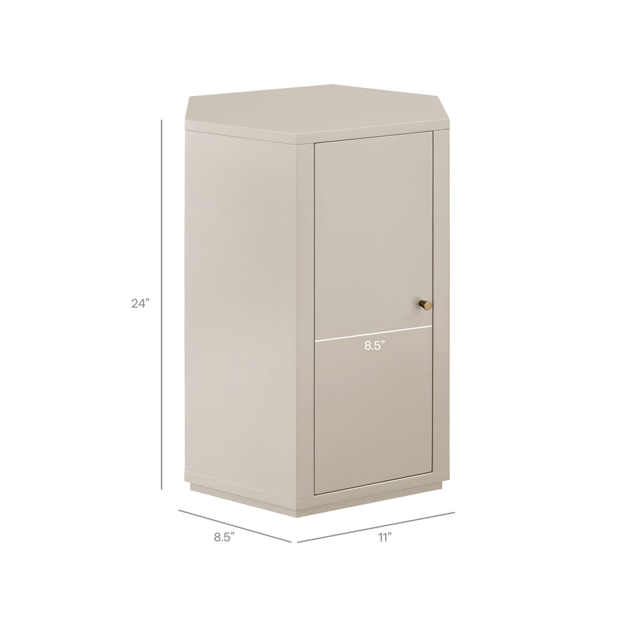 Adair Faceted Semi-Gloss Side Table in Putty